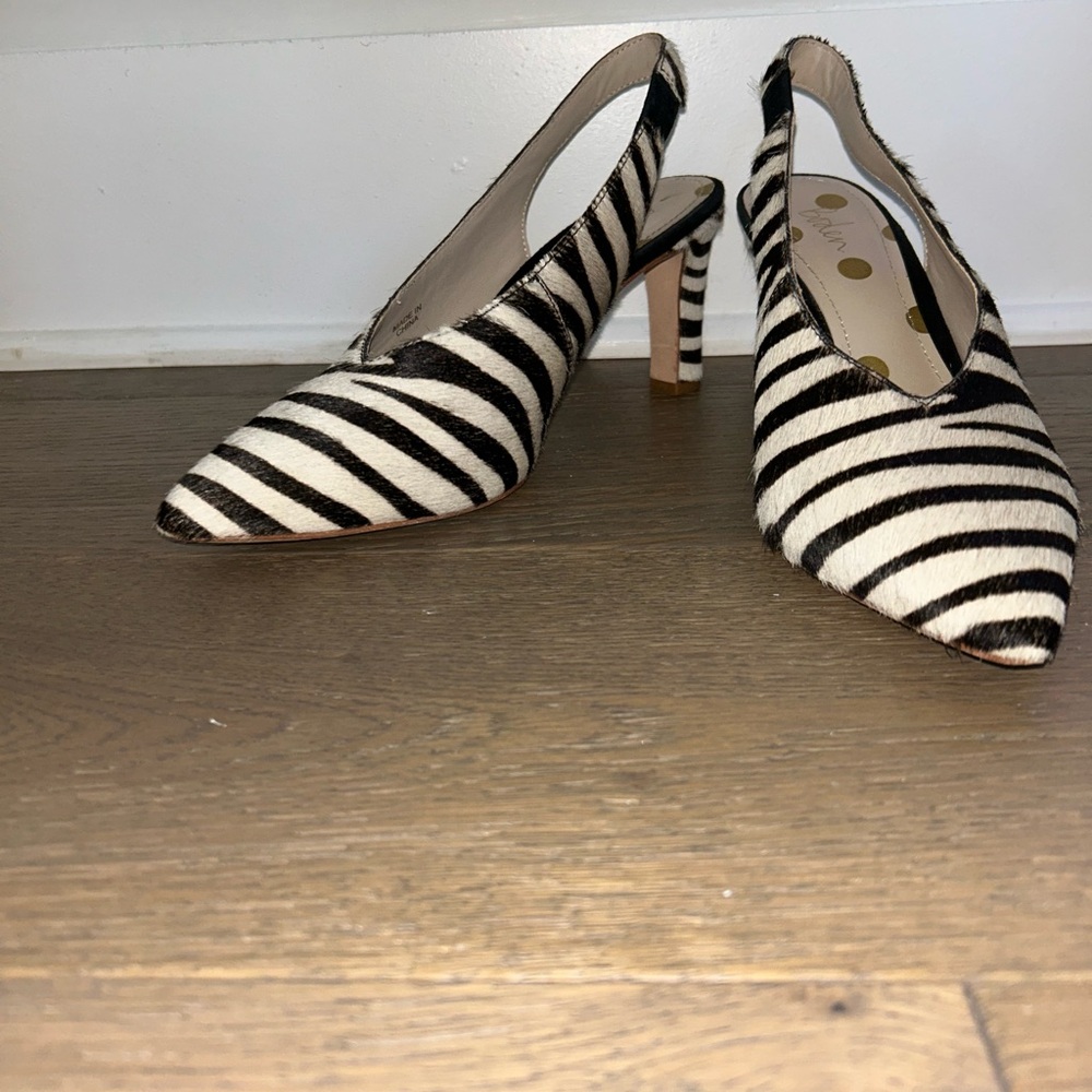 Boden Black and White Zebra Print Heels
